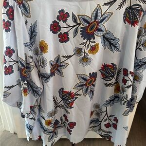 LOFT Plus Floral Top with Red and Yellow Details